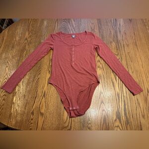 Aerie Terracotta Ribbed Bodysuit (size: medium)
